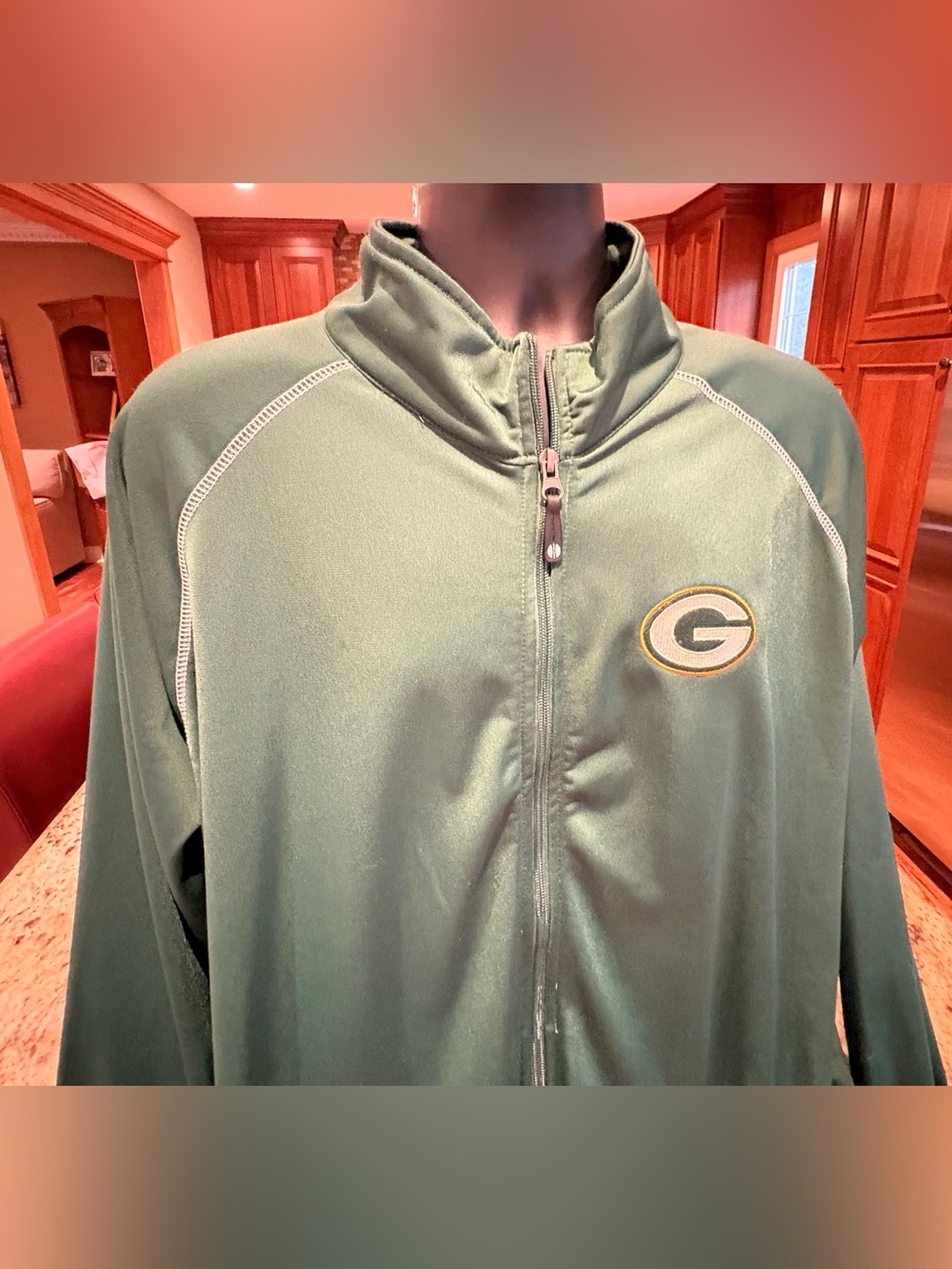 NFL Green Full-Zip Performance Jacket with Team Patch